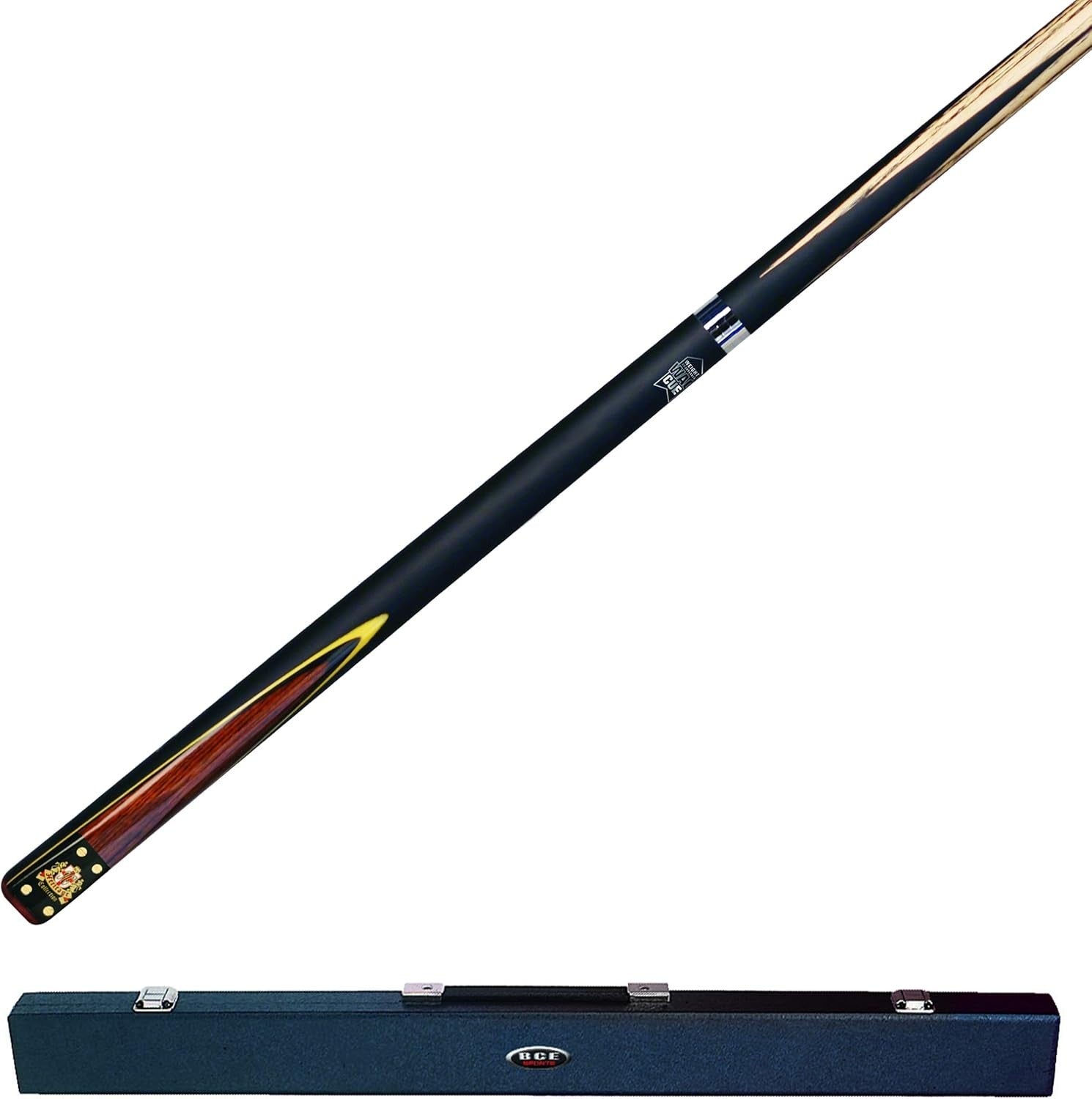 145cm 2 Piece Ash Snooker Pool Cue 9.5mm Tip Adjustable Weight Case