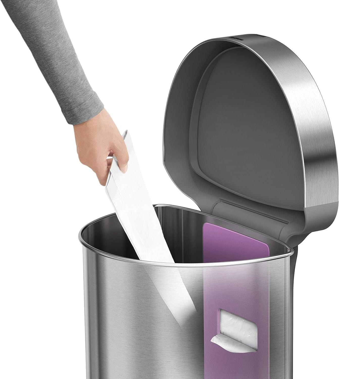 45L Semi Round Sensor Kitchen Bin Automatic Stainless Steel