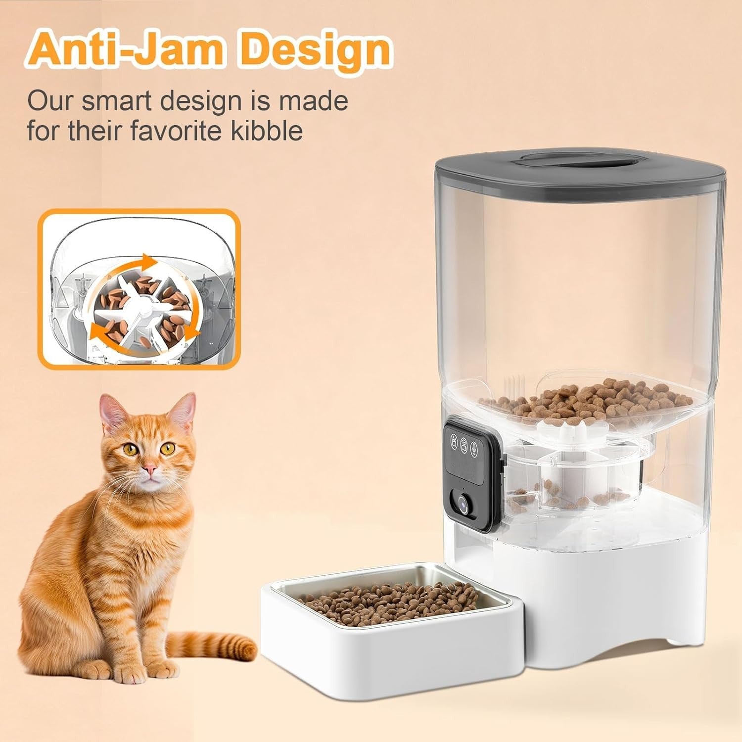 Smart Pet Feeder Camera WiFi App Control 6L Auto Food Dispenser HD