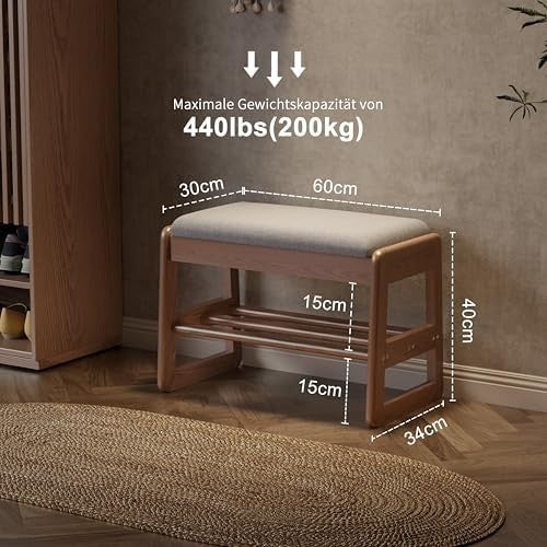 Small 2-Tier Shoe Bench with Flip-Top Storage Cushion Seat – Entryway