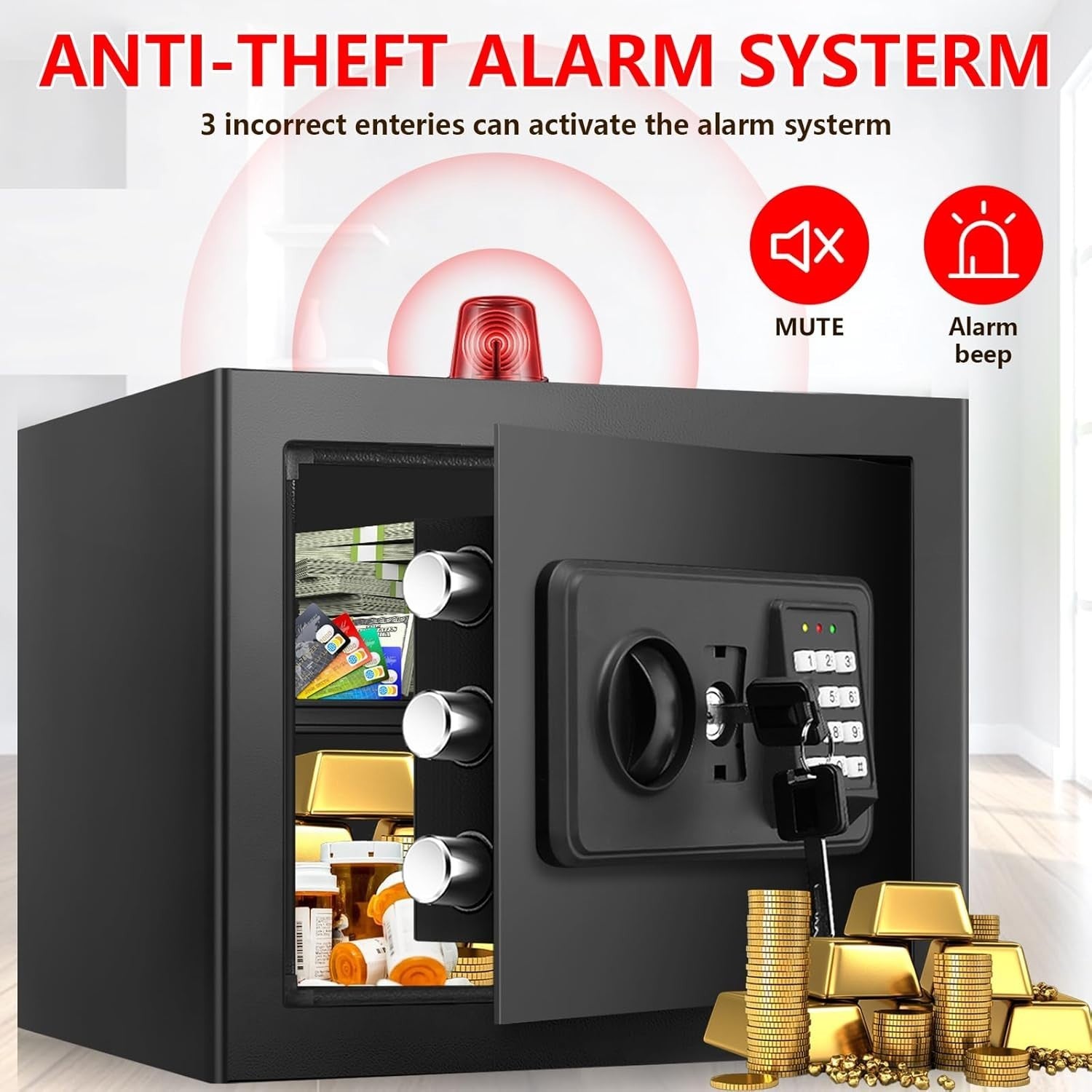 1.3 Cu Ft Fireproof Safe Box Digital Keypad Cash Document Security