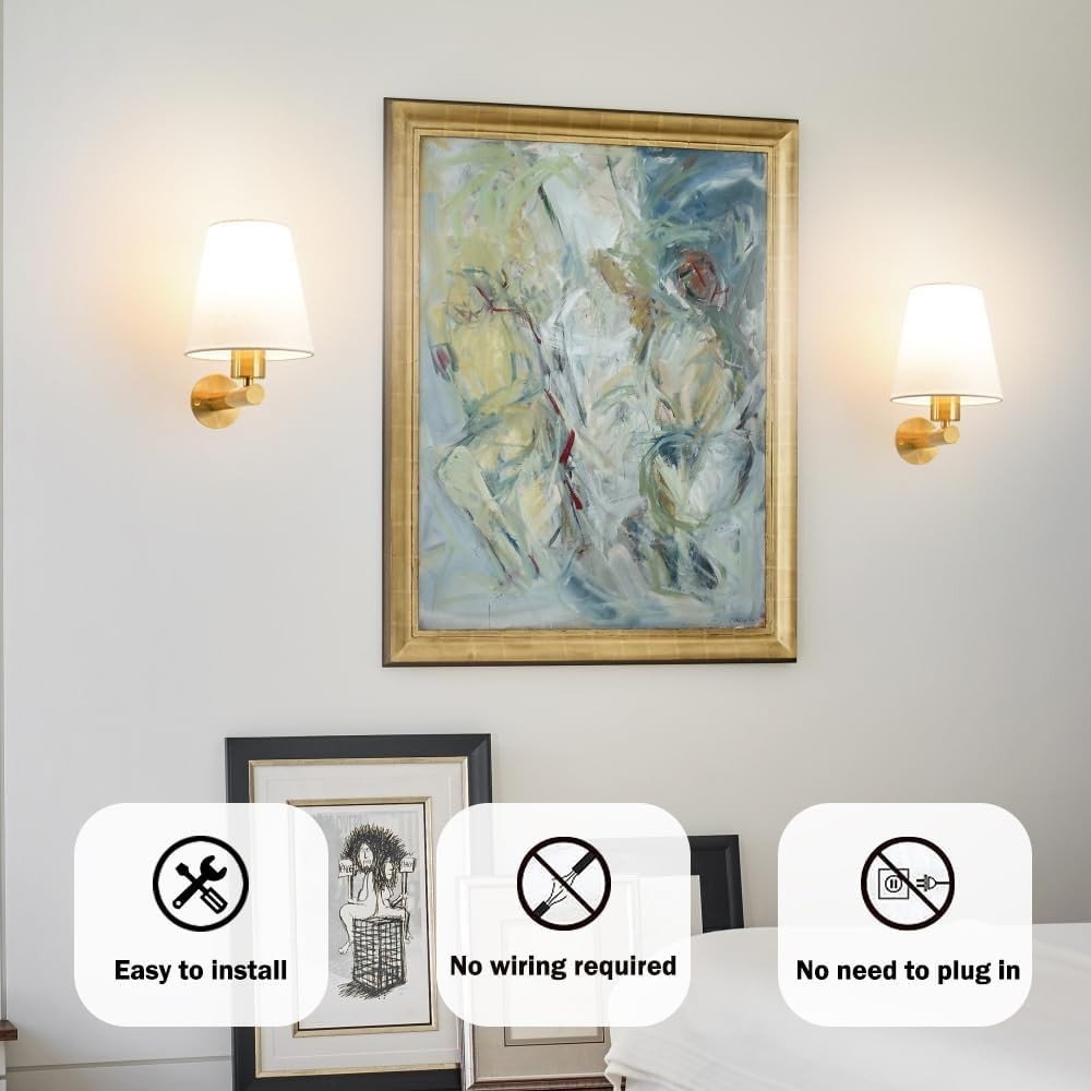 Rechargeable Wireless Wall Sconces Set of 2 with Remote, 15 Color LED Light