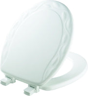 Round Toilet Seat White Fastening Durable Enameled Wood Ivy Design