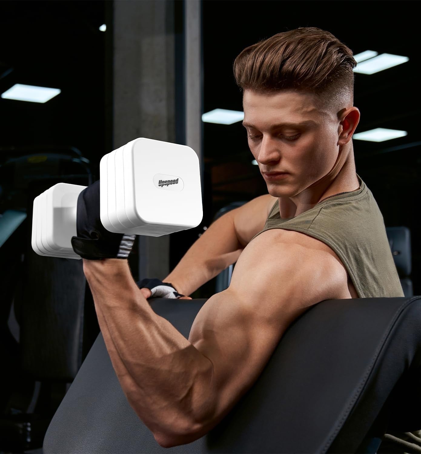 Adjustable Dumbbell Set 15–50LB Pair Anti-Roll Free Weights Home Gym
