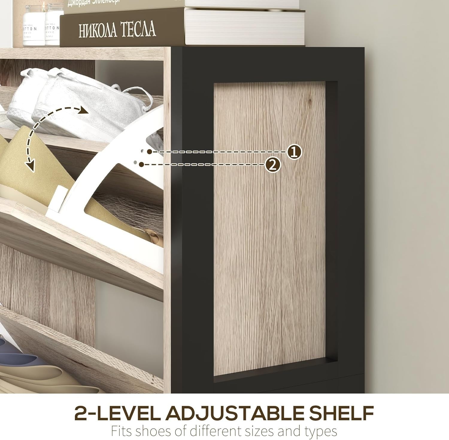 Slim 3 Drawer Shoe Cabinet with Adjustable Shelves, Flip Doors, 18 Pairs Storage