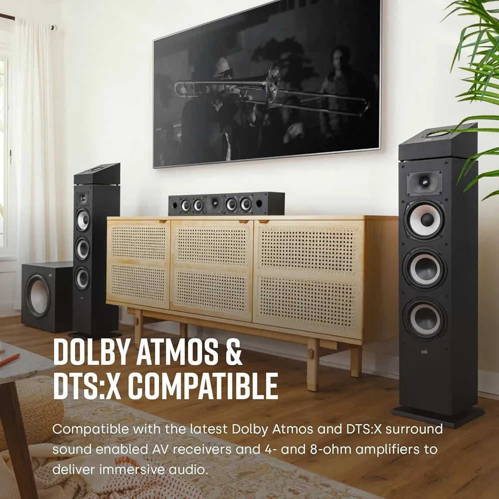 Slim Center Channel Speaker Hi-Res Audio Dolby Atmos Wall Mount