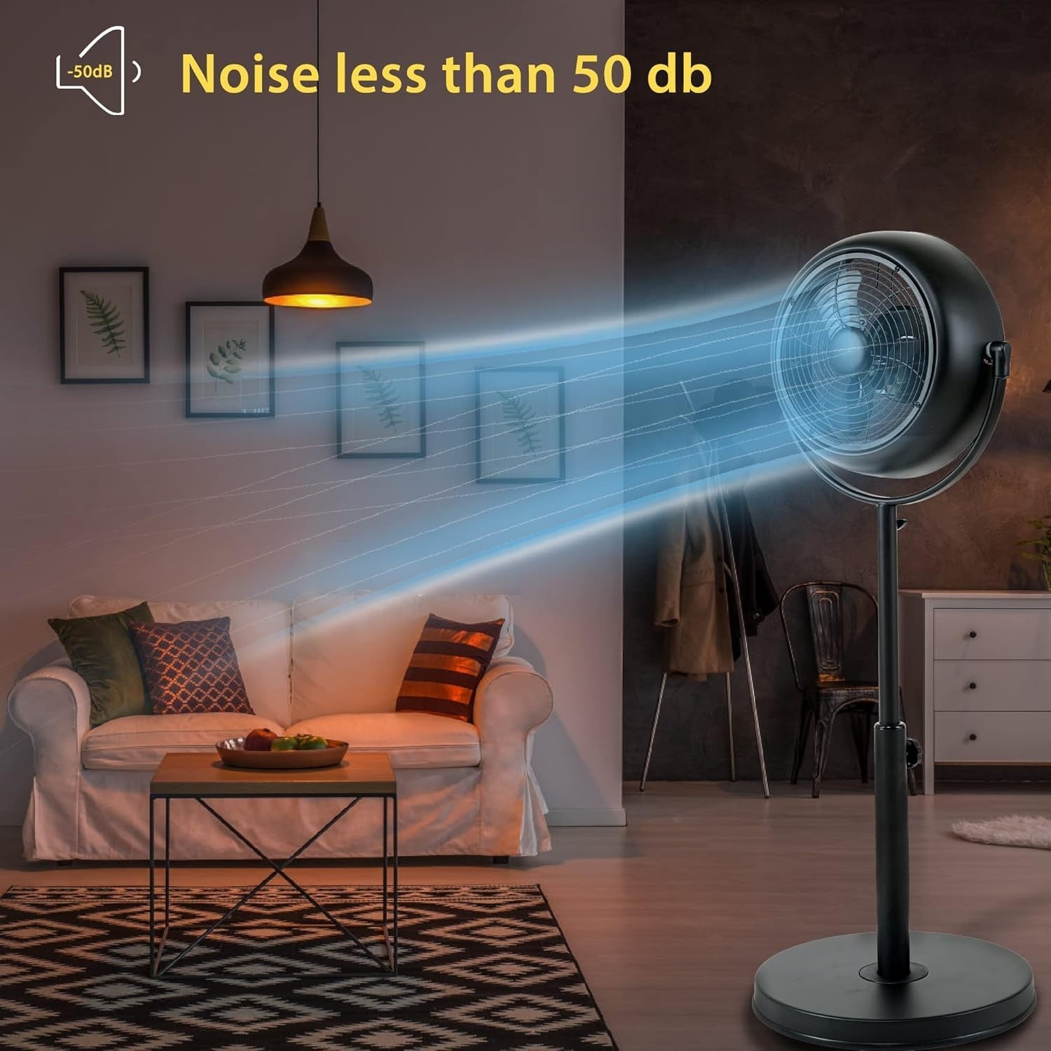 8" Retro Pedestal Stand Fan 3-Speed Adjustable 360° Rotating Quiet Desk Cooling