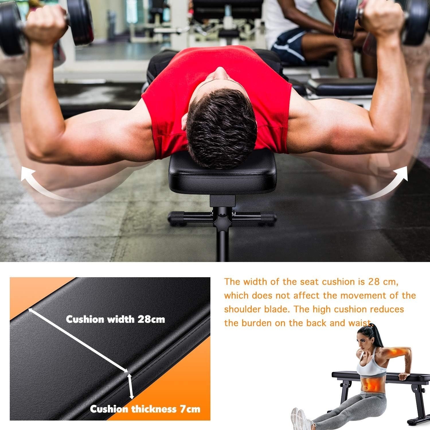 Foldable Flat Weight Bench 300KG Home Gym Workout w Carry Handle