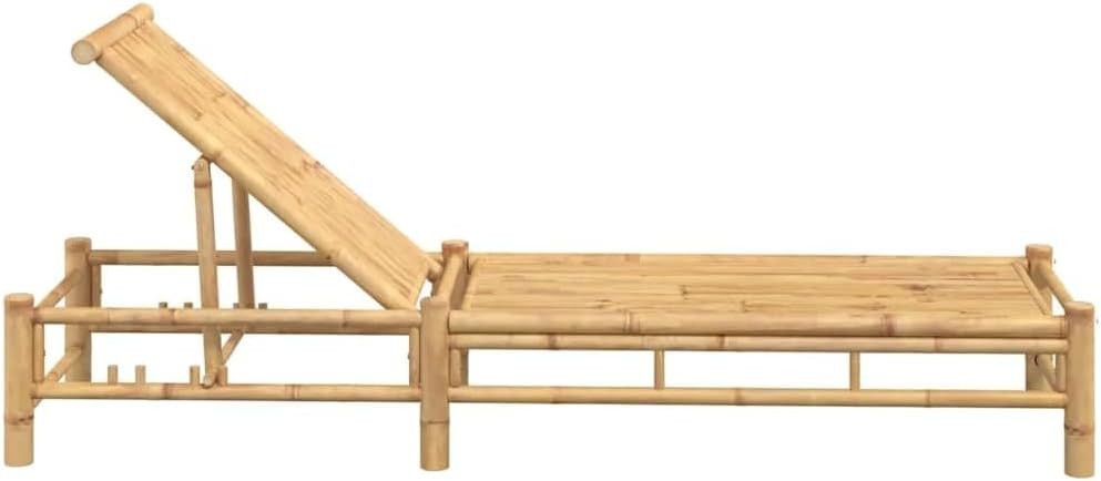 Outdoor Bamboo Sun Lounger 3-Position Adjustable Patio Daybed 199x55x30 cm