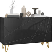 High Gloss Storage Cabinet with Adjustable Shelves Soft-Close Doors Black