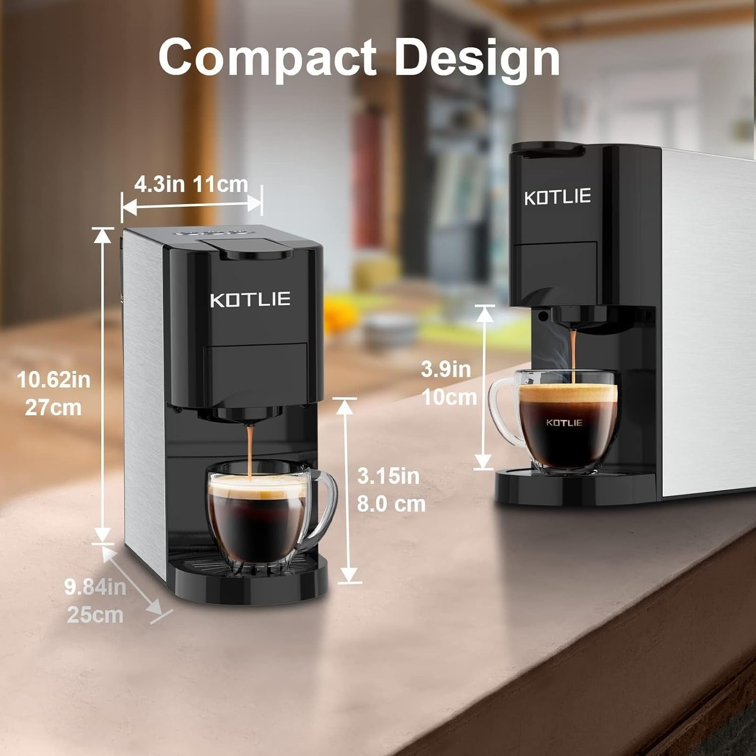 4-in-1 Espresso Coffee Machine | 19Bar Pressure | Pod & Ground Compatible