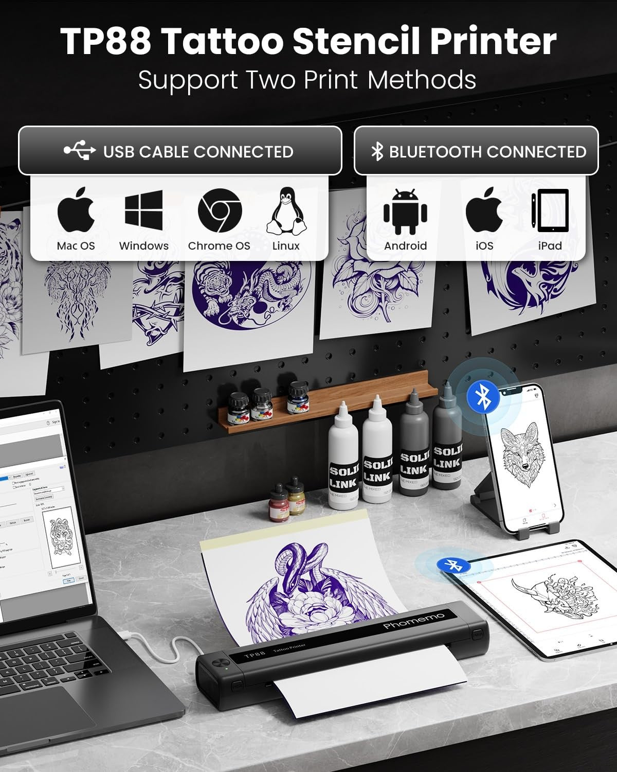 Phomemo TP88 Tattoo Stencil Printer Bluetooth Thermal Printer