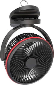 8 inch Portable Desk Fan Clip-On 4-Speed USB Rechargeable 360° Rotation Black