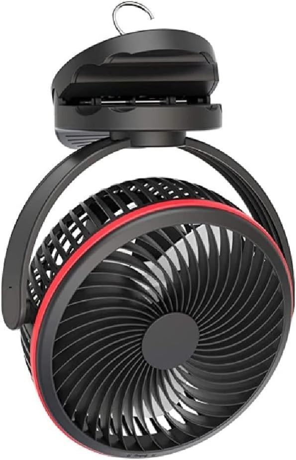 8 inch Portable Desk Fan Clip-On 4-Speed USB Rechargeable 360° Rotation Black