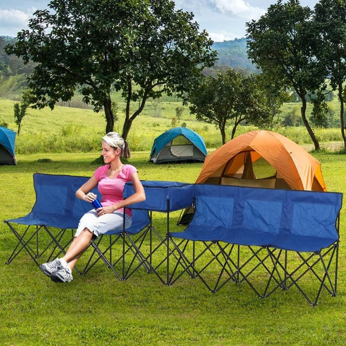 6-Person Folding Camping Bench with Cooler Bag – Festival & Event Ready