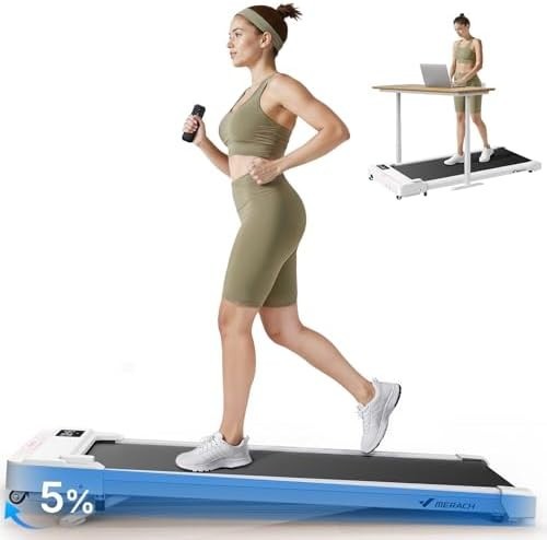 MERACH 5% Incline Walking Pad 3HP Quiet Under-Desk Treadmill, Compact Home
