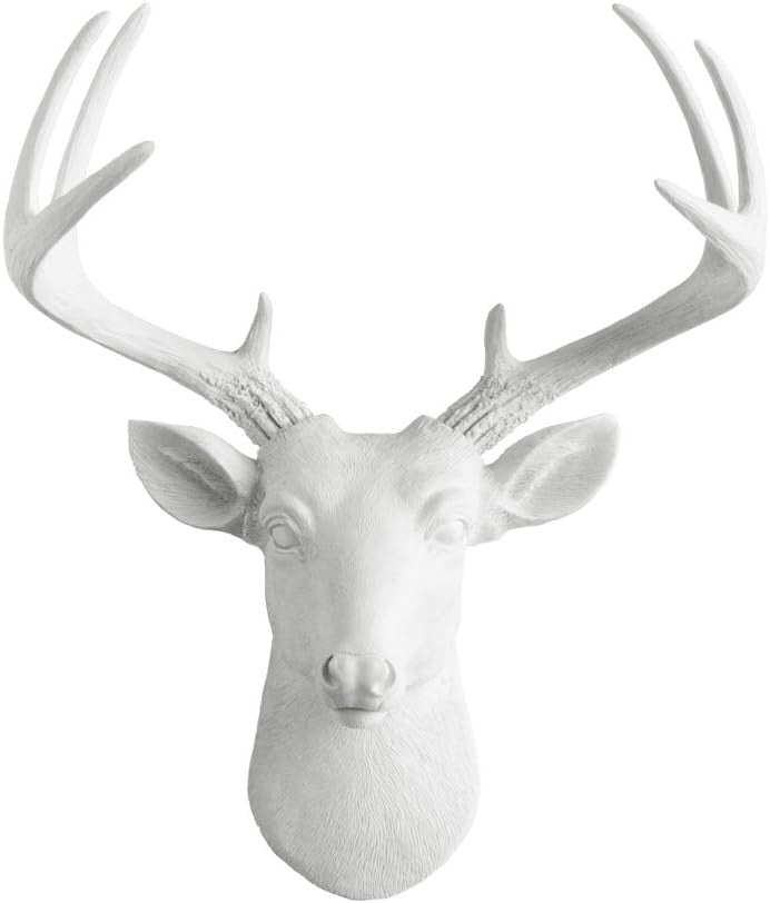 Mini White Faux Deer Head Wall Mount Resin Decor