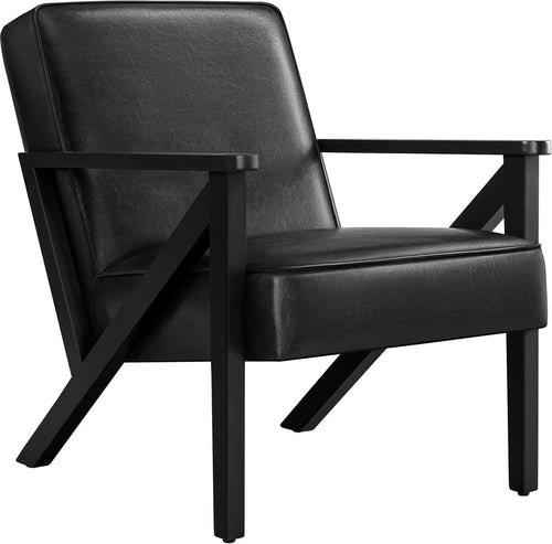 Stylish Black Faux Leather Lounge Armchair for Home