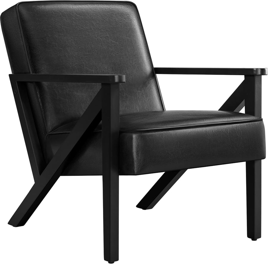 Stylish Black Faux Leather Lounge Armchair for Home