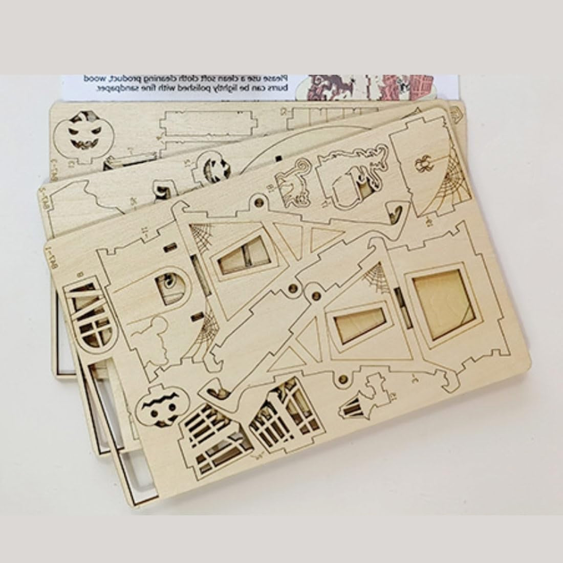 3D Wooden Halloween Puzzle House Kit No Glue Needed | Unique Gift Idea