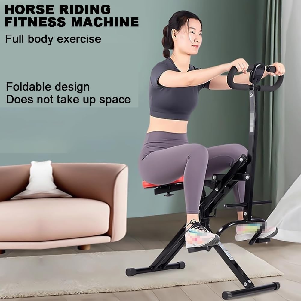 Foldable Upright Squat Rowing Machine w Display Adjustable Seat