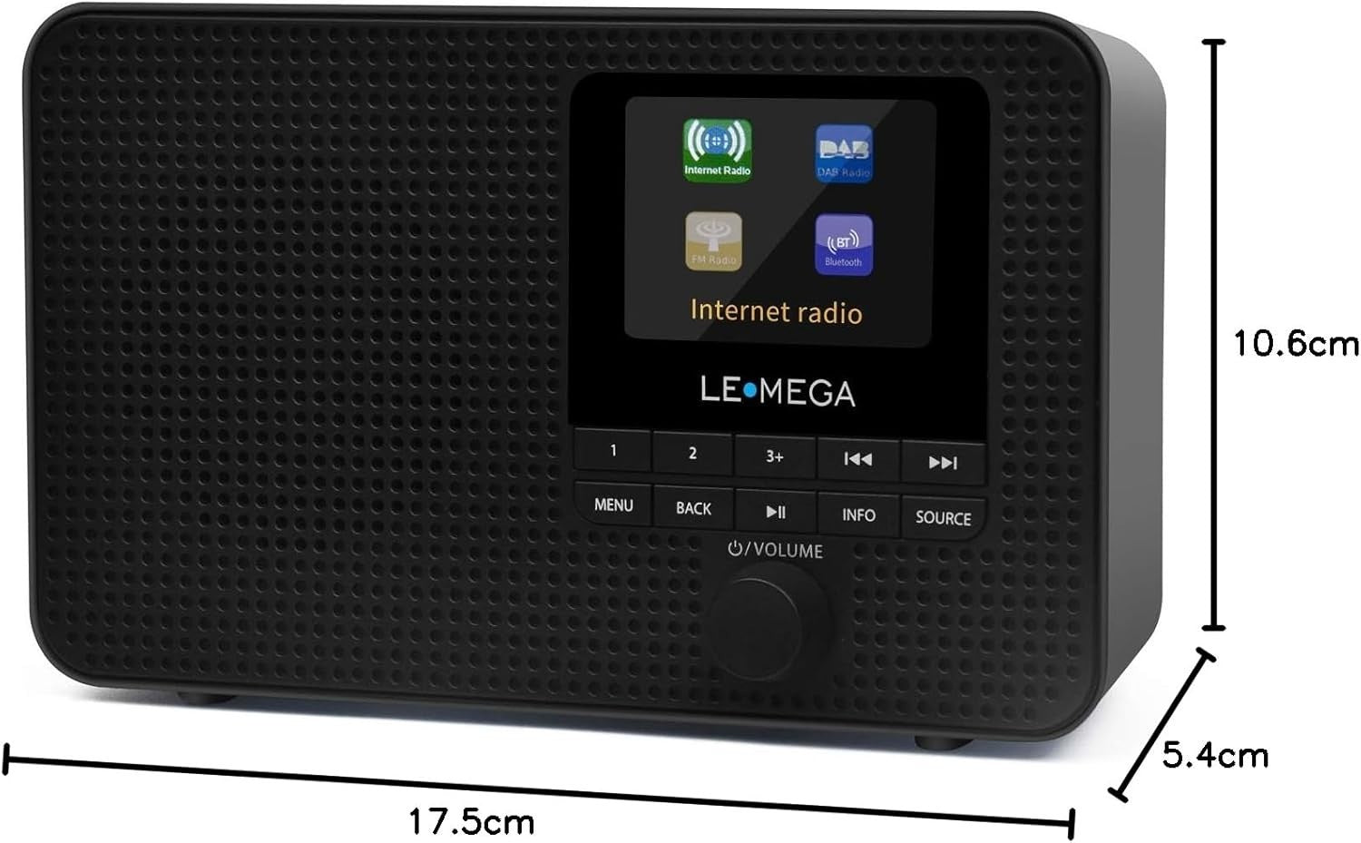 Portable Internet Radio DAB+ Bluetooth FM 12hr Play Alarm