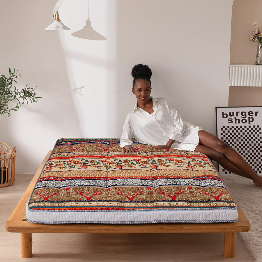 Thick Japanese Futon Mattress Roll-Up Sleeping Pad Plush Floor Bed Couch Mat
