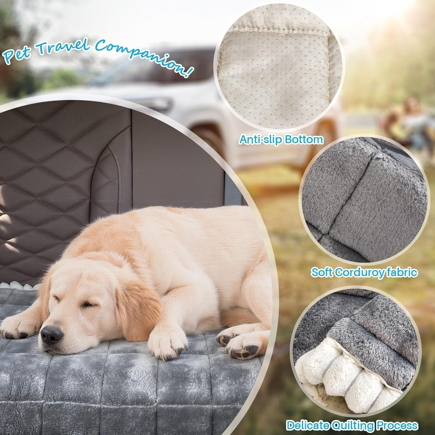 Dog Car Back Seat Bed Mat Non Slip Pet Travel Cover 138x63cm