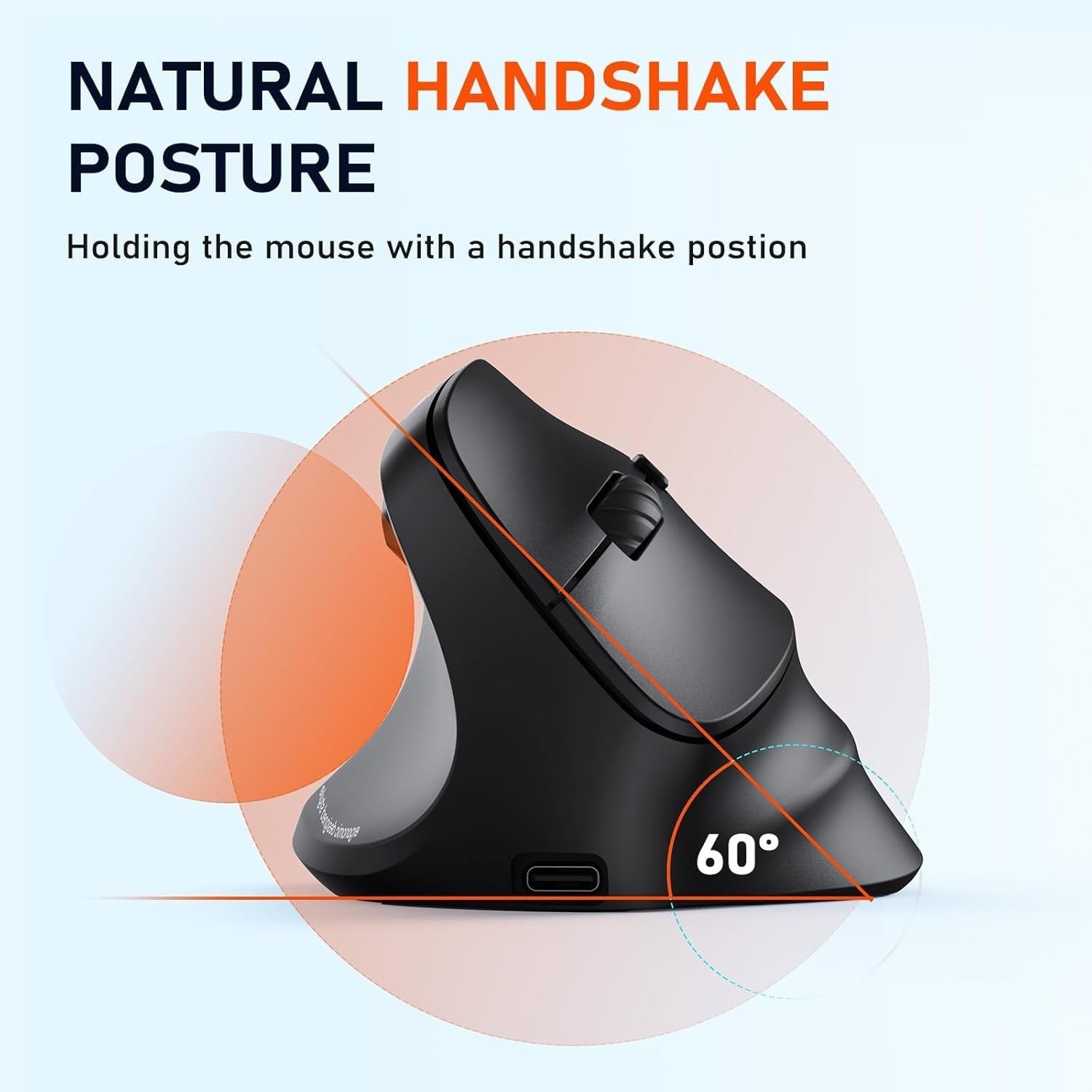 Left Handed Ergonomic Wireless RGB Mouse Bluetooth USB C Rechargeable