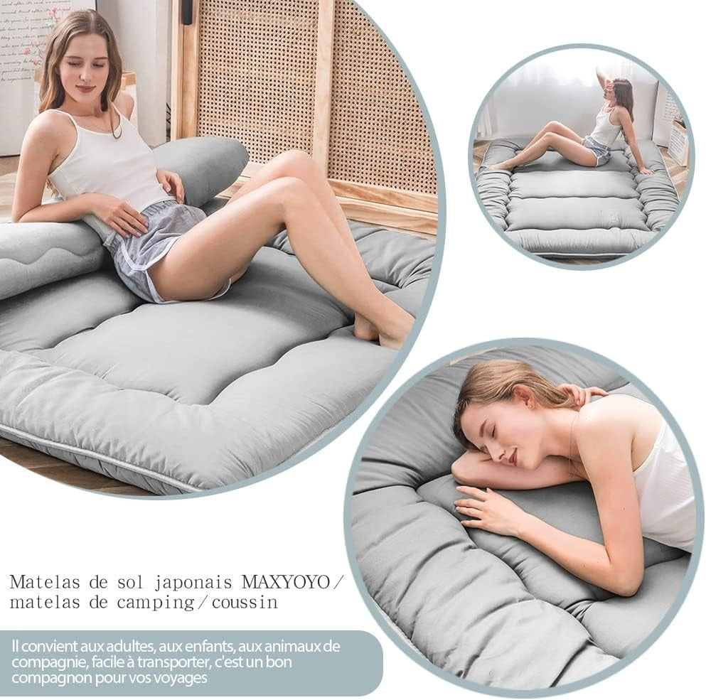 Premium Japanese Floor Futon Mattress - Thick Tatami Sleep Pad, Foldable Bed