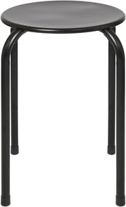 Black Metal Stacking Stool Small Round Seat Compact Kitchen Bedroom Chair