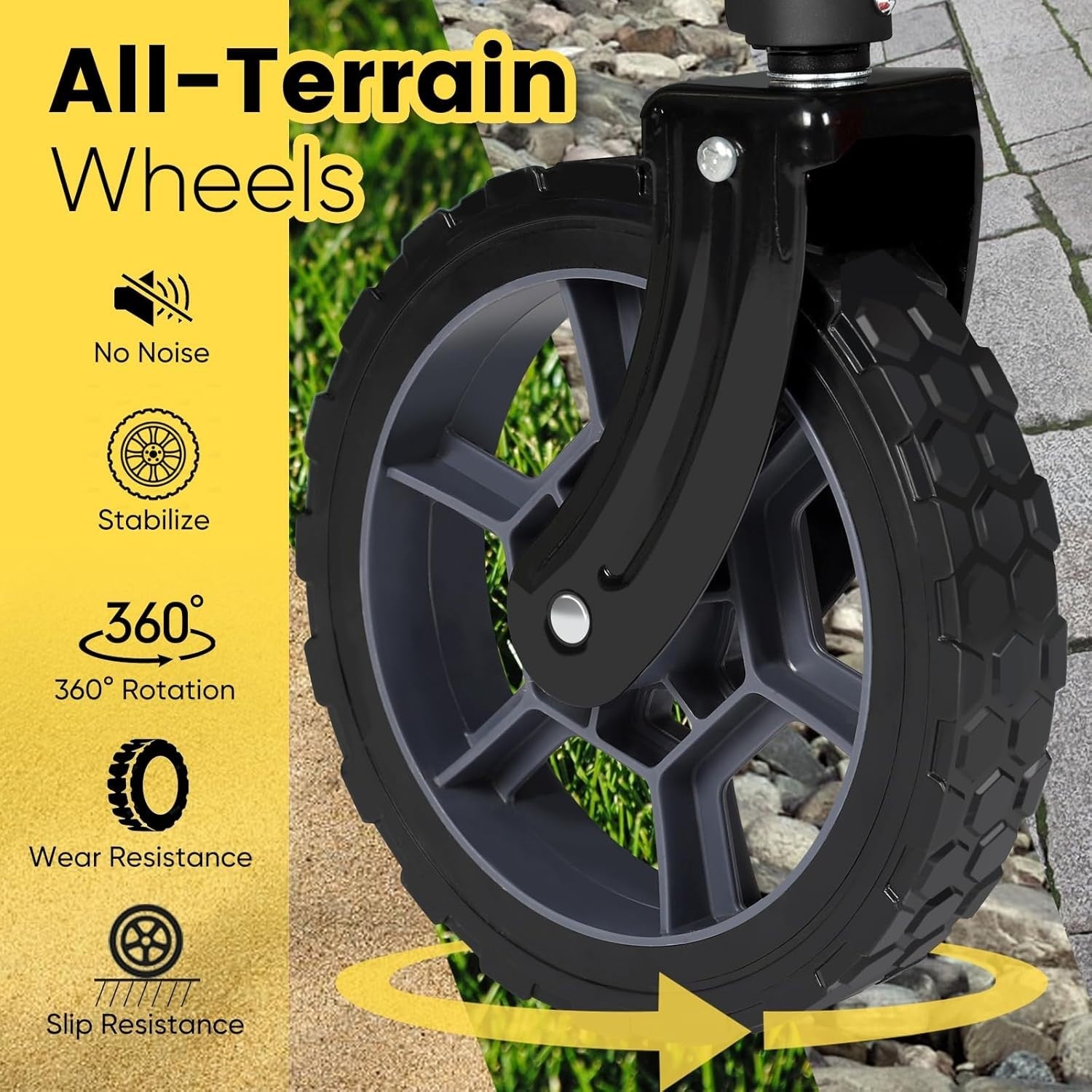 Black Heavy Duty 135L Folding Festival Trolley All-Terrain Wagon 150kg Capacity