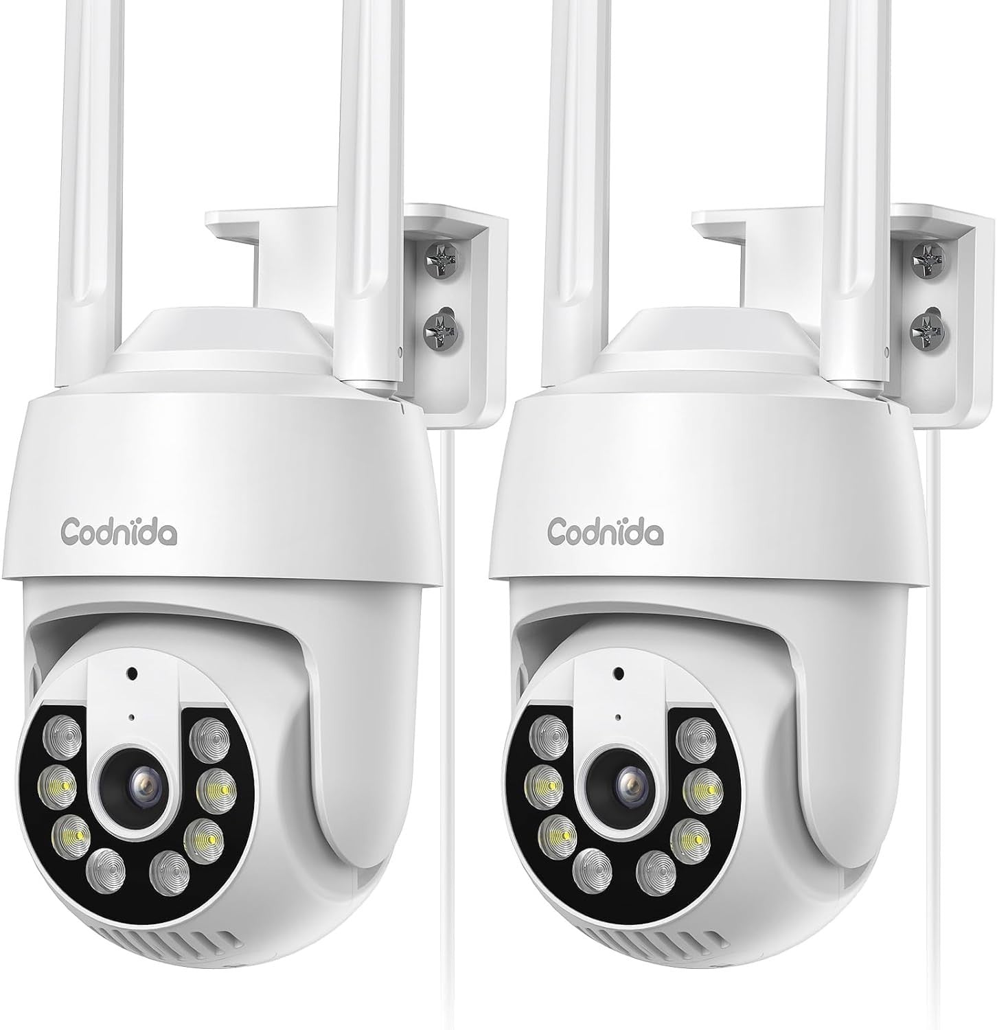 2 Pack 3MP Security Cameras Outdoor PTZ WiFi 24/7 Recording Alexa