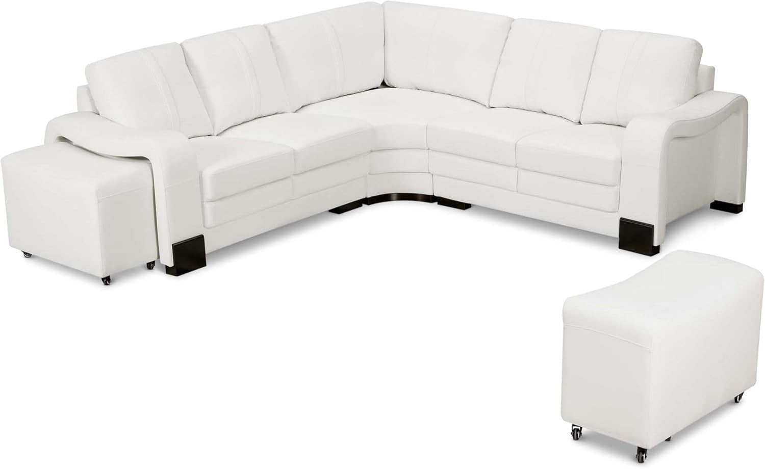 Genuine Leather 5 Seater Corner Sofa with Ottomans – Modern, Durable & Spacious