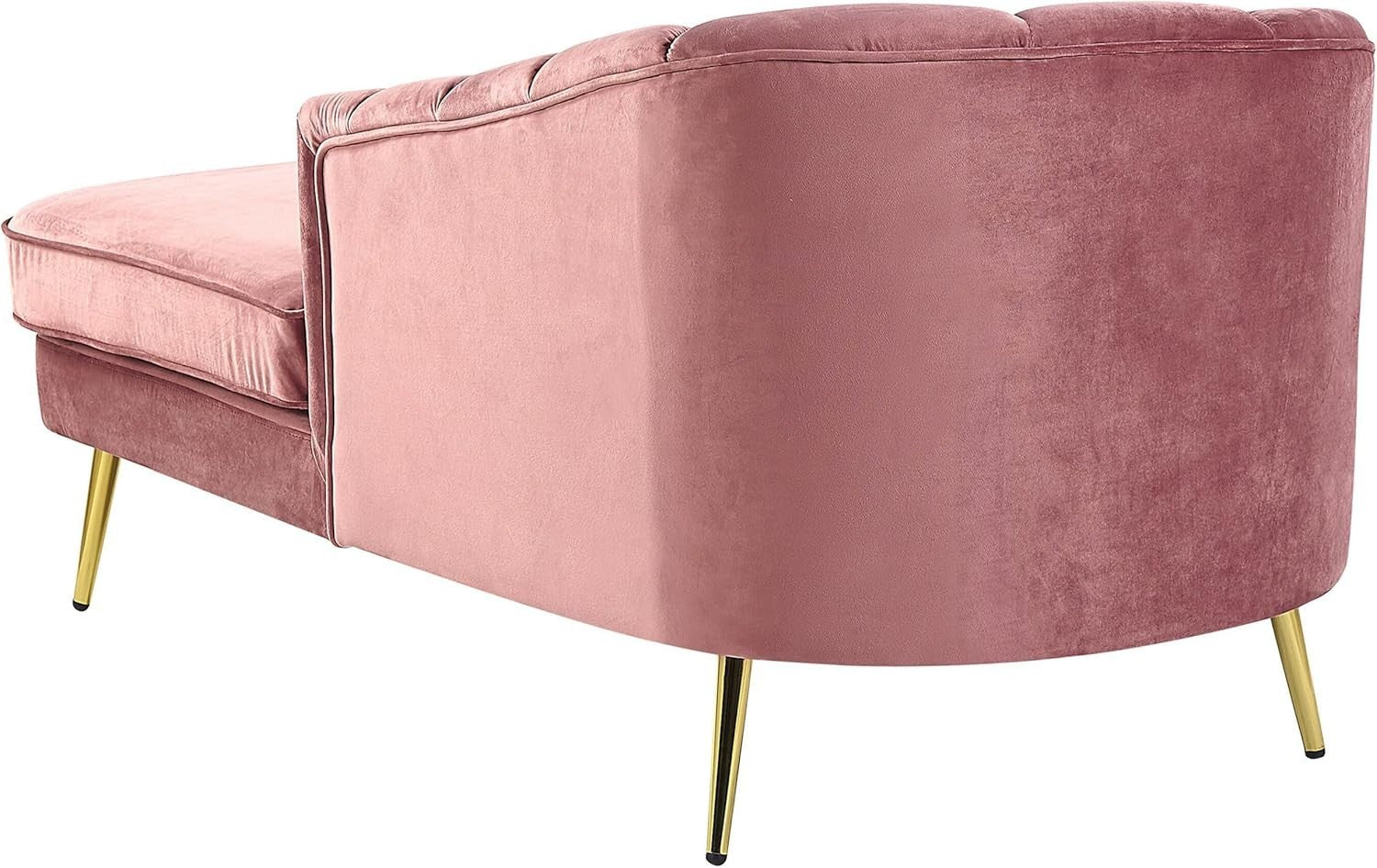 Pink Velvet Chaise Lounge Left Hand Upholstered Velvet Metal Legs Glam Retro