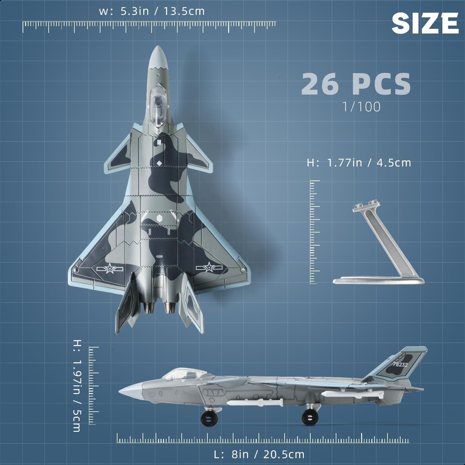 1:100 Scale Military Fighter Jet Model Kit – DIY Assembly, Display, Gift Toy