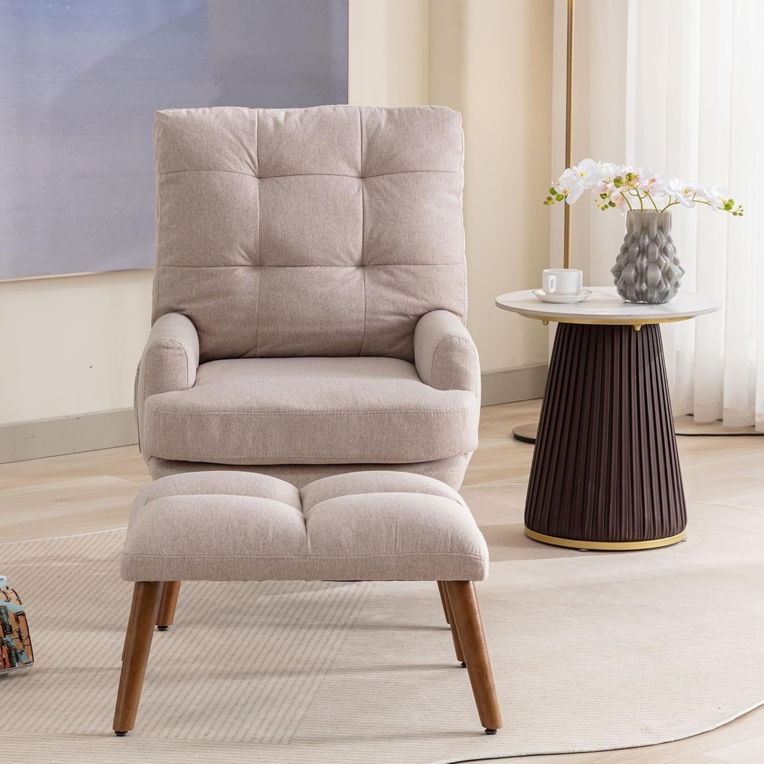Adjustable Recliner Armchair & Footstool Set | Comfortable Foam Padding
