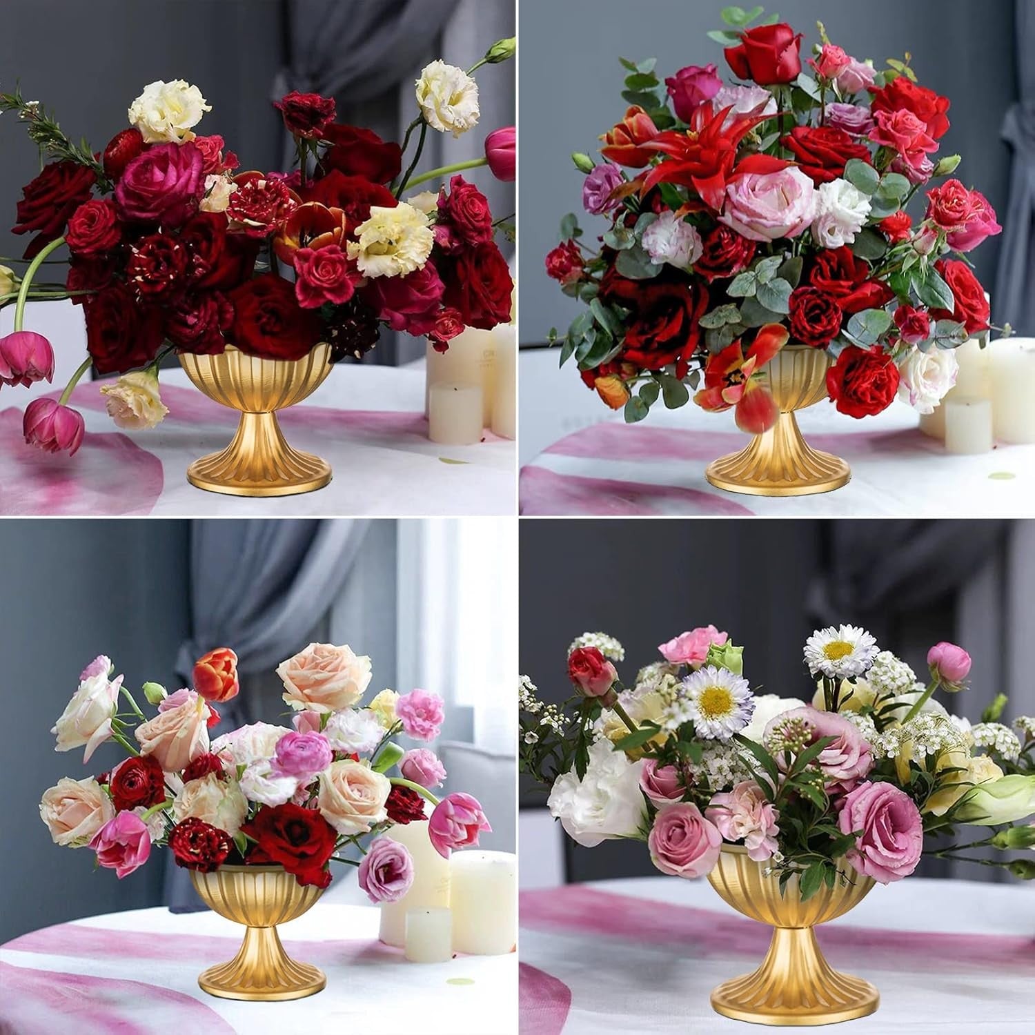 Gold Metal Flower Bowl Set 2pcs Mini Table Centrepiece Wedding Decor