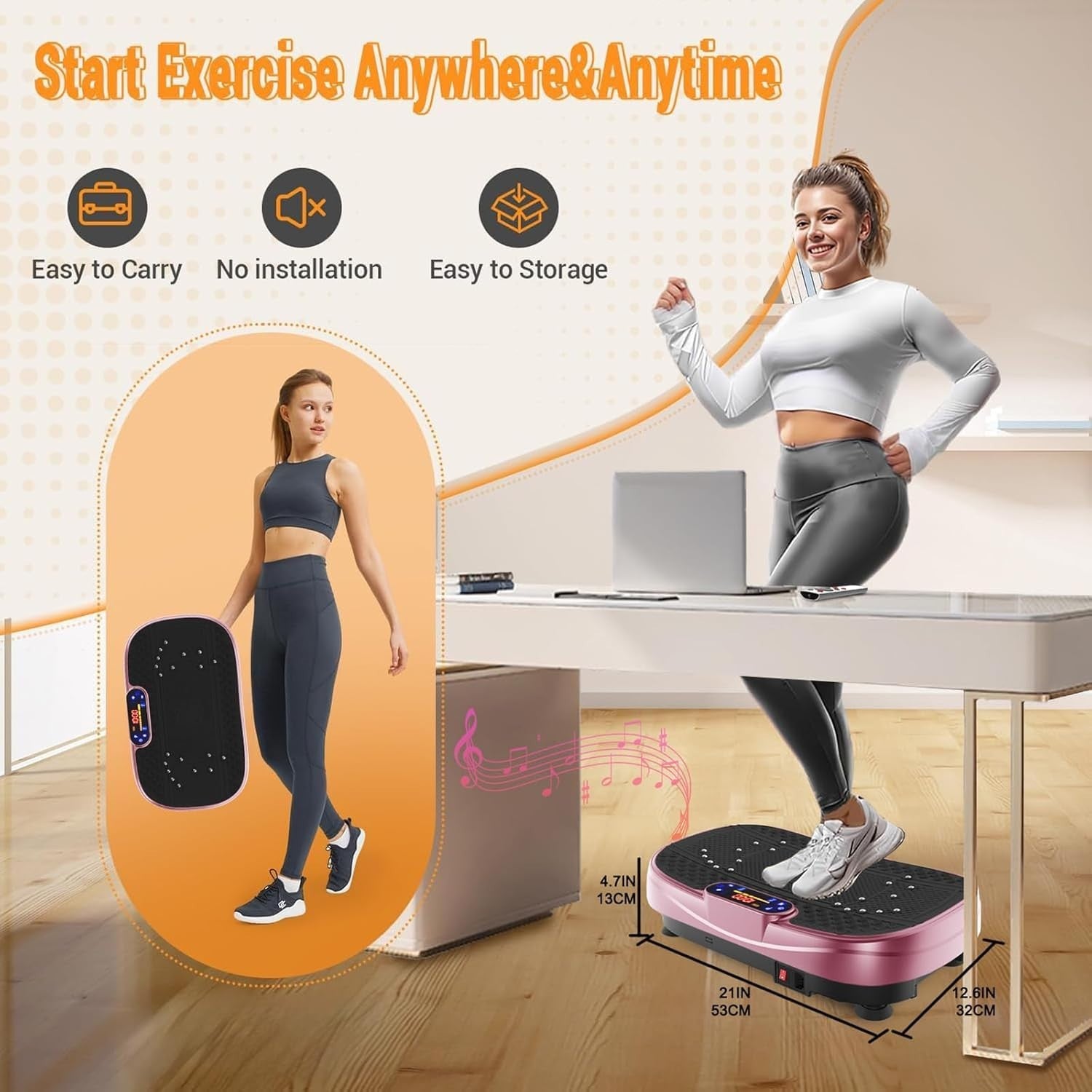 Rose Red Vibration Plate Exercise Machine Full Body Shaker 120 Speeds