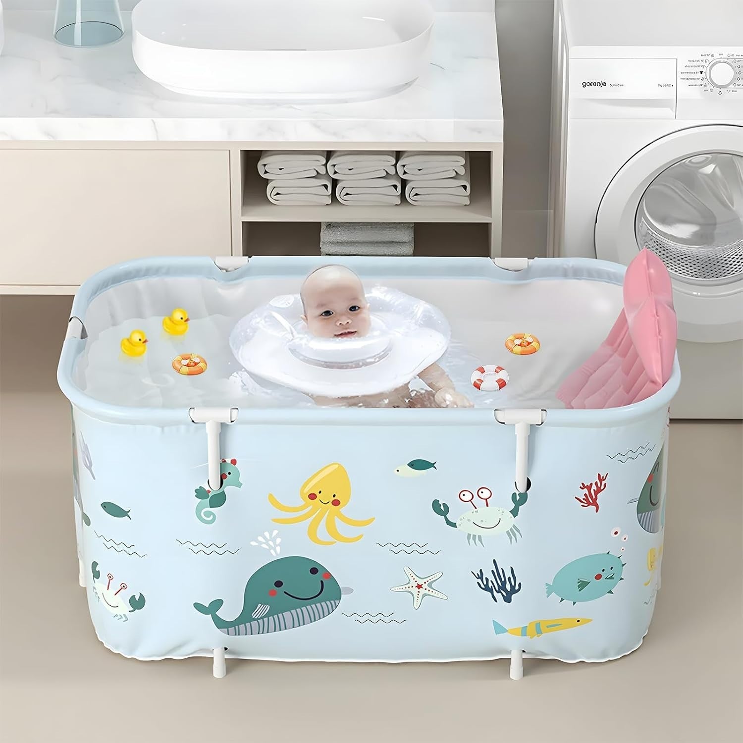 Portable Foldable Bathtub 140x50x55cm Adult & Kids Spa Tub – Ocean Style