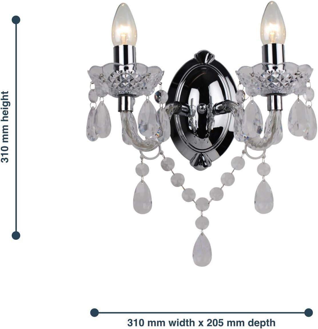 Clear Acrylic Wall Light Twin Sconce | Dimmable LED Compatible Elegant Lamp
