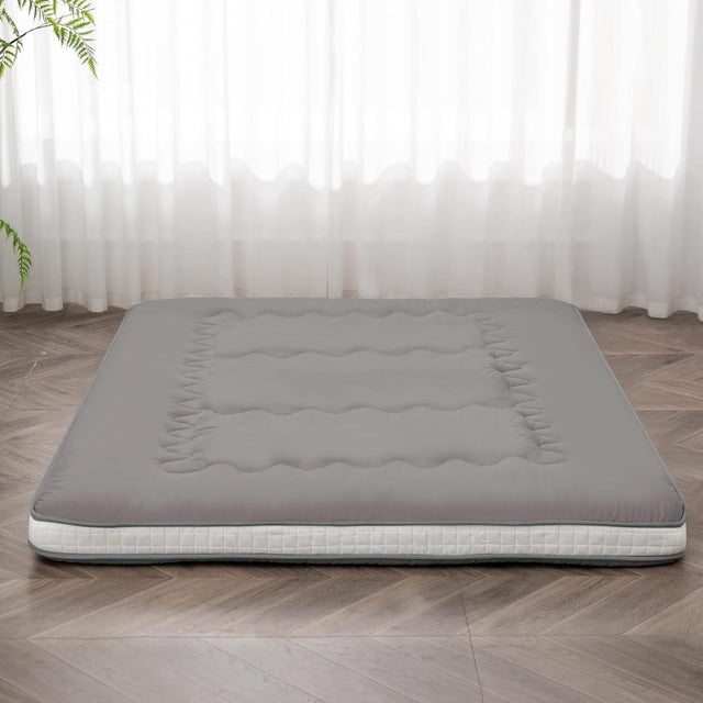 Darkgrey Extra Thick Japanese Futon Mattress Double Bed Roll-Up Floor Mat