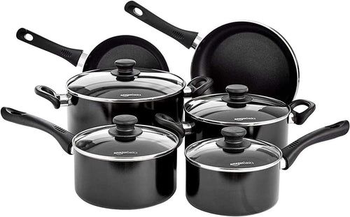 6pcs Non Stick Pan and Pot Set Cookware Set with Glass Lids Induction Safe