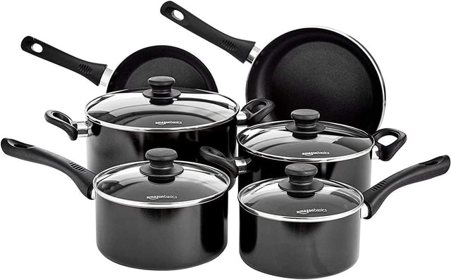 6pcs Non Stick Pan and Pot Set Cookware Set with Glass Lids Induction Safe