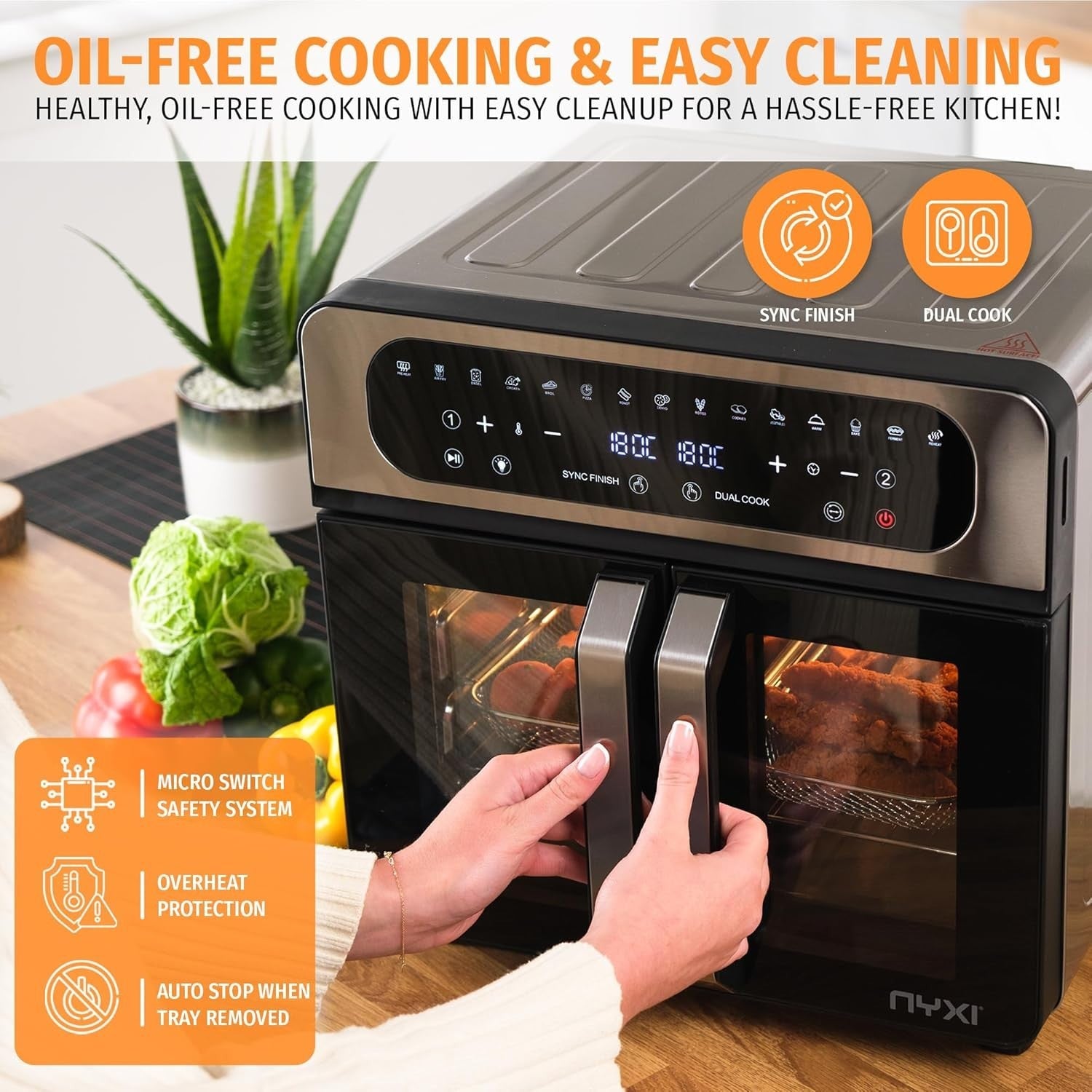 20L Air Fryer Oven French Doors 2200W 13 Modes Touchscreen 12 Accessories