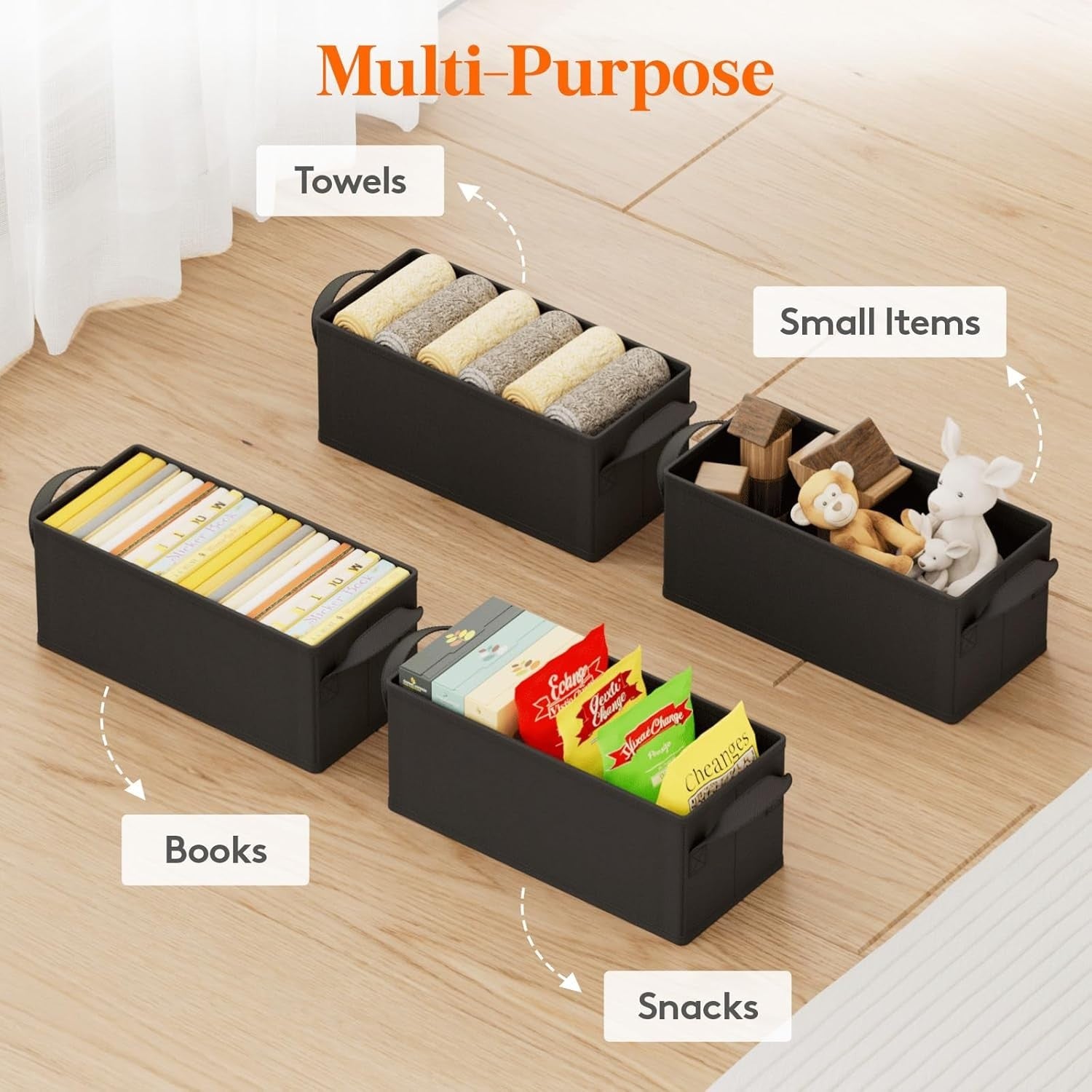 6 Pack CD Storage Boxes Stackable Lid Organizer Holds 180 CDs Black