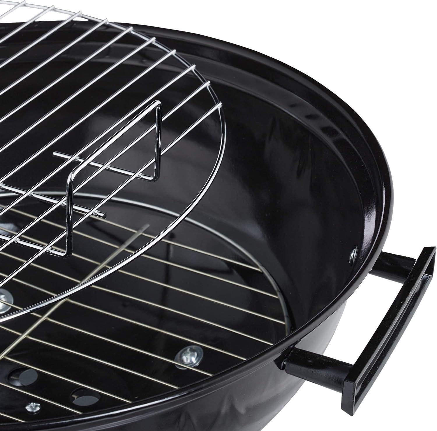 Portable Charcoal Kettle BBQ Grill 40cm with Lid & Wheels for Garden & Camping
