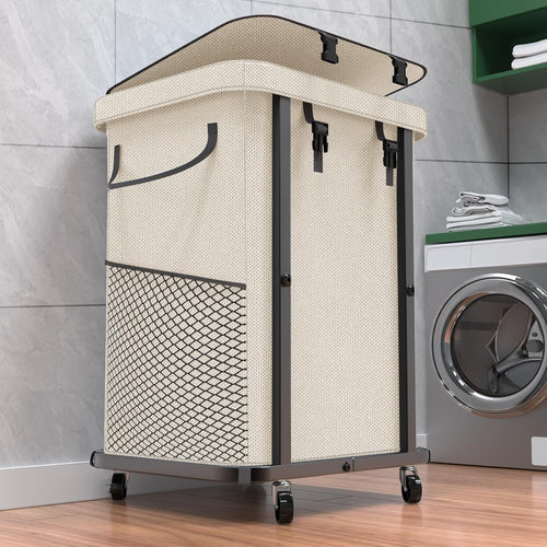 150L Large Rolling Laundry Hamper with Wheels Heavy Duty Laundry Cart White