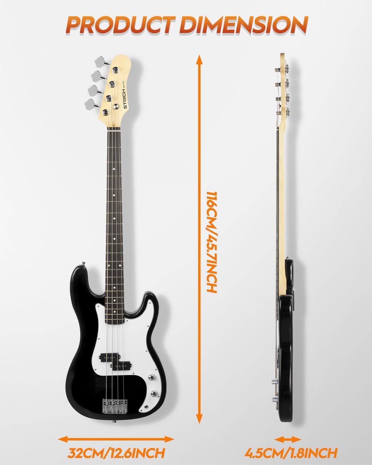 Full Size Electric Bass Guitar Starter Kit 4 String w Amp Black