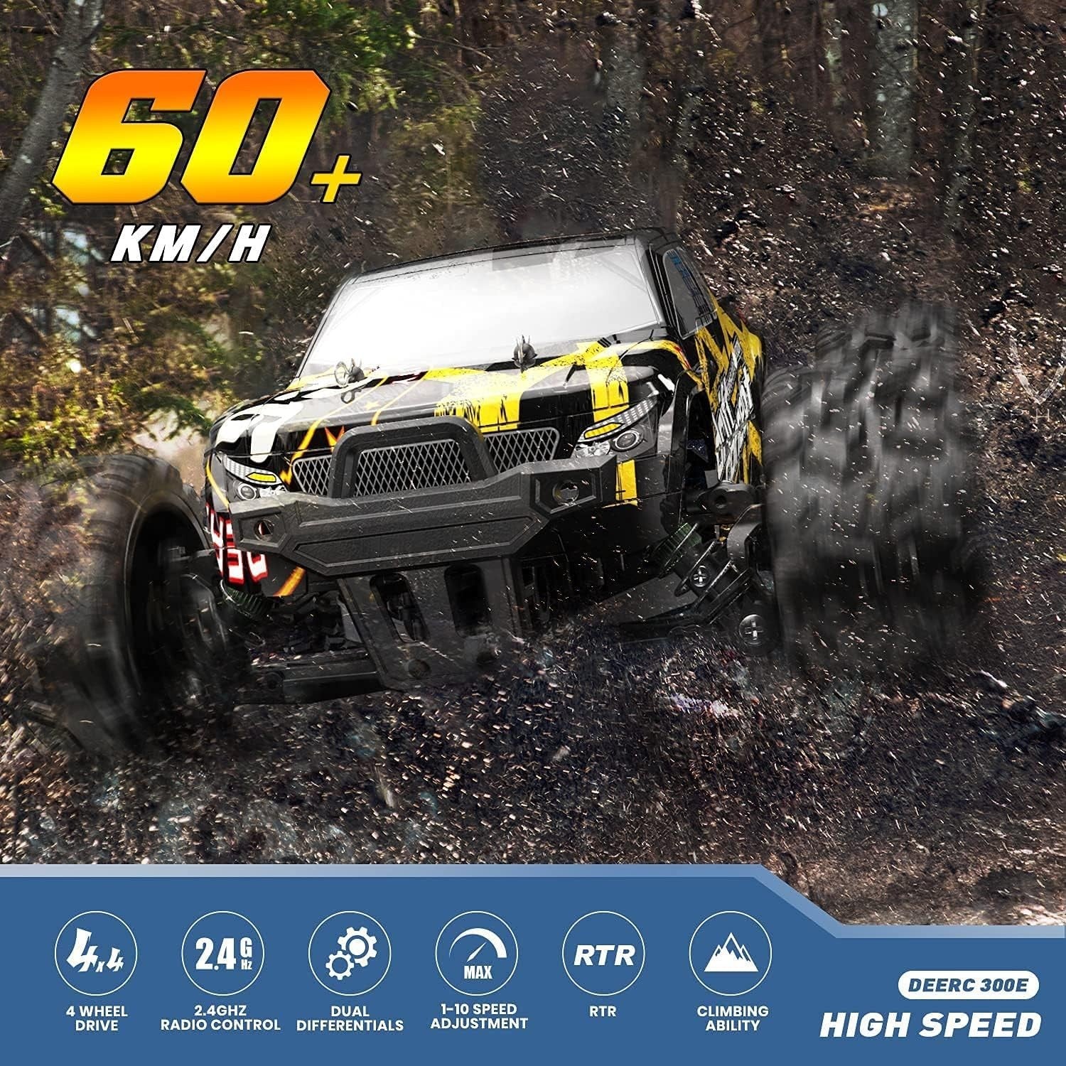 300E Brushless RC Car 37MPH 1:18 4WD Monster Truck – High-Speed Off-Road